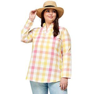 Pastel Plaid Spring Tunic Top – Pink & Yellow